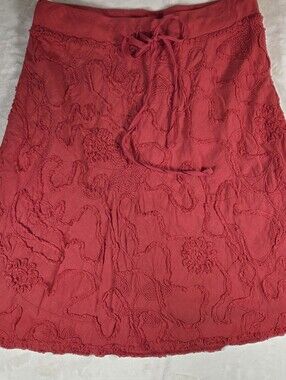 Max Studio Red Cotton Skirt with Drawstring Waist